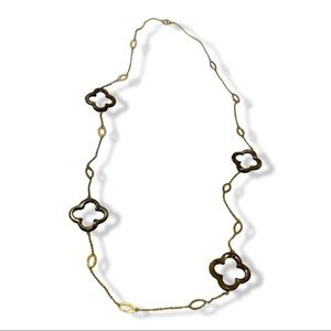 Clover gold tone long necklace  Approx 28 in